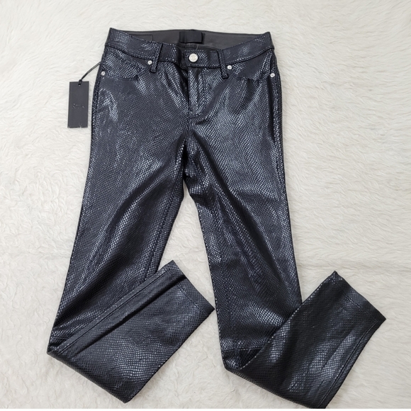 RtA Prince Leather Skinny Pants Navy Snake 26 - Picture 4 of 10